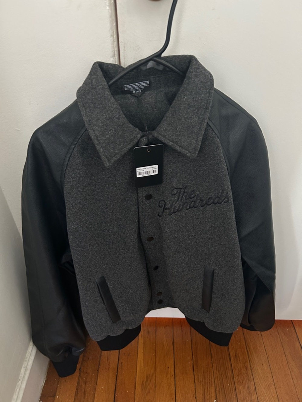 The Hundreds Gray & Black Varsity Bomber Jacket